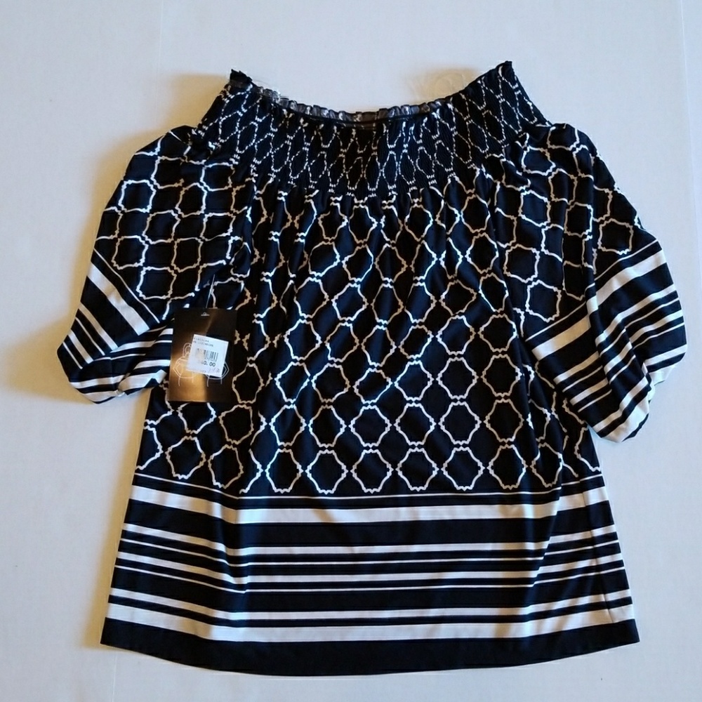 NWT navy off shoulder blouse